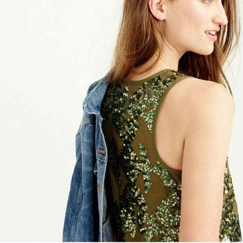 J. Crew Iridescent Mermaid Cotton Scoop | Size: 2 Color: Olive Green